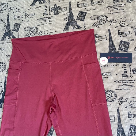 Bally Total Fitness NWT! Active Red High Rise Pocket Ankle Legging Size XL - Picture 5 of 14